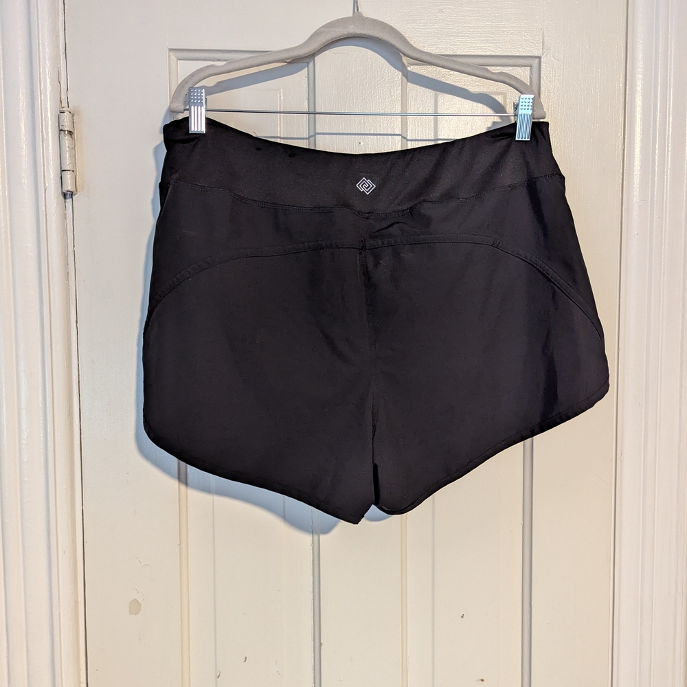 Zelos Womens Size XL Athletic Shorts Attached Underwear Black Nylon Stretch - Picture 3 of 3
